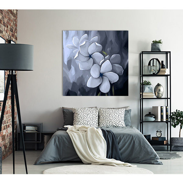 Obraz na płótnie kwadratowy malowane szare kwiaty wizualizacja