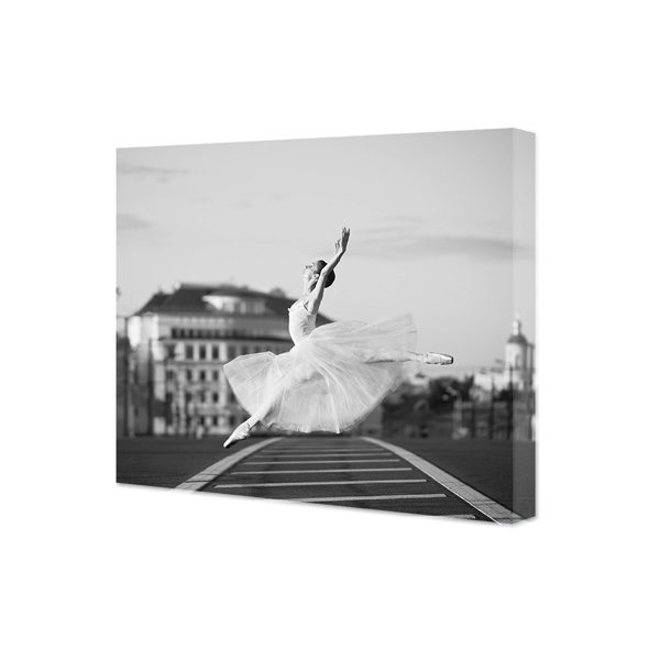 obraz na płótnie skacząca baletnica czarno białe