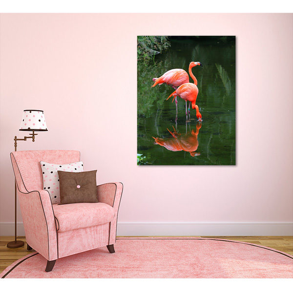 Obraz na płótnie pionowy flamingi w wodzie wizualizacja