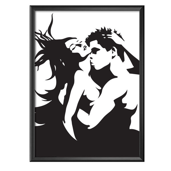 plakat Mężczyzna całujący kobietę w szyje