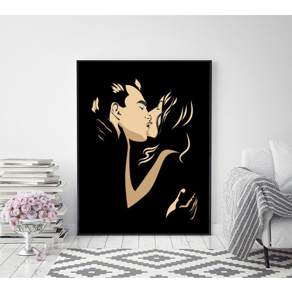 Plakat całująca się para kochanków wizualizacja
