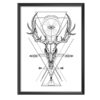 Plakat czaszka jelenia z kształtami geometrycznymi