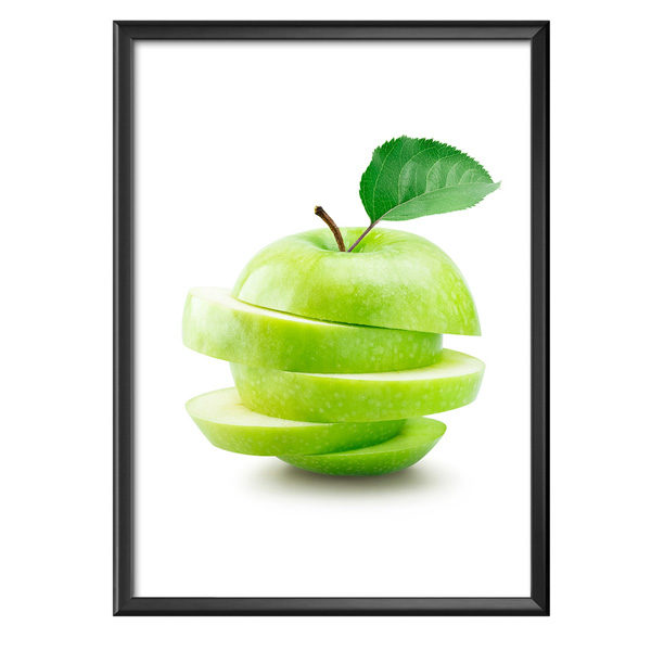 Plakat pokrojone zielone jabłko