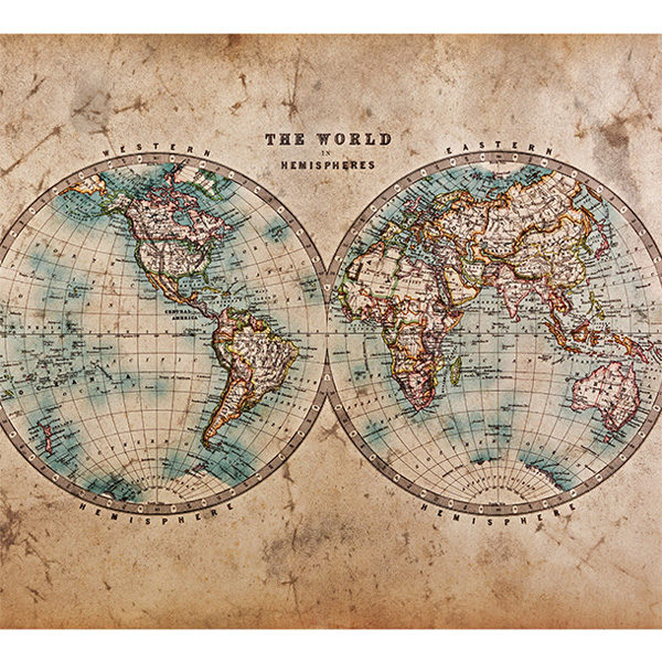 obraz stara mapa świata – półkule